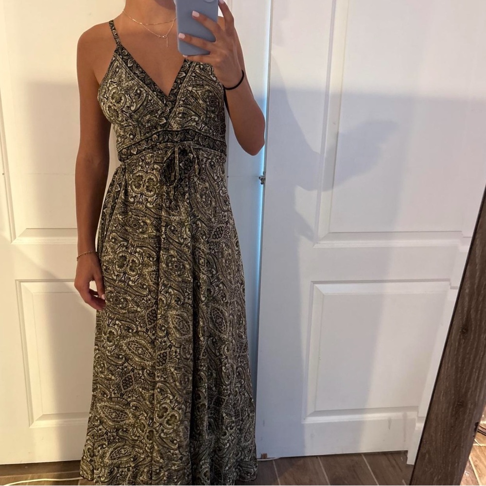 Women’s Olive Paisley Wrap Maxi Dress